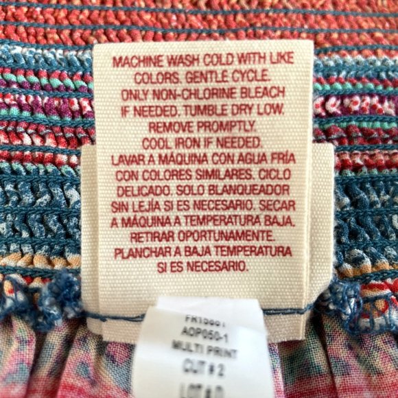 Boho Red Blue Multi-Colored Gypsy Hippie Stretchy Waist Mini Skirt Size L - Picture 5 of 8